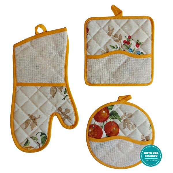 Set Cocina Agarradoras y Guante Horno - Fantasia Frutas Blandas